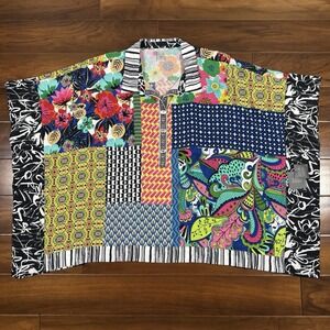 John Mark Women's Size 2X / 3X High Contrast Mixed Print Tunic Top Blouse Poncho